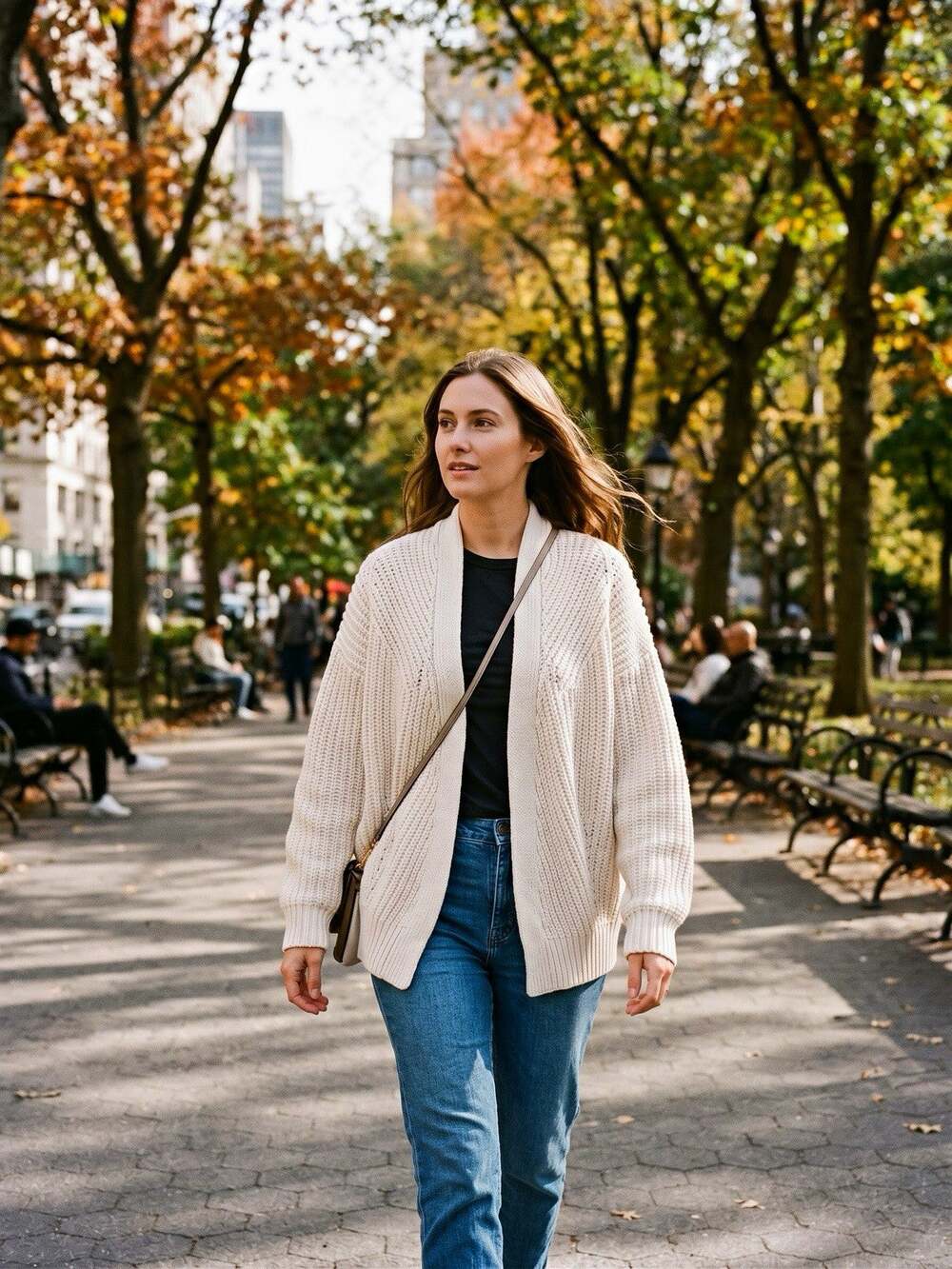 L.A. Hearts Ivory Solid Chunky-Knit Collared Open-Front Cardigan One Size